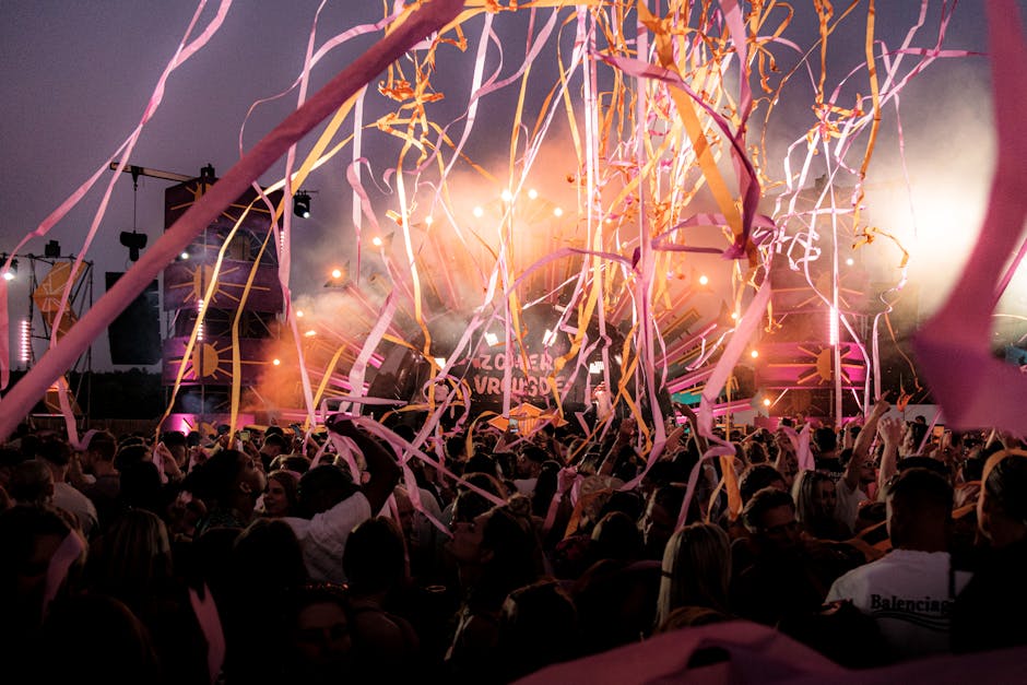 Music Festival Nightlife with Confetti and Lights